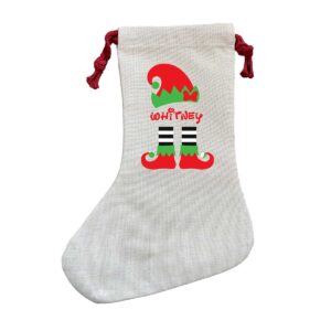 Personalised Girl Elf Christmas Stocking with Name
