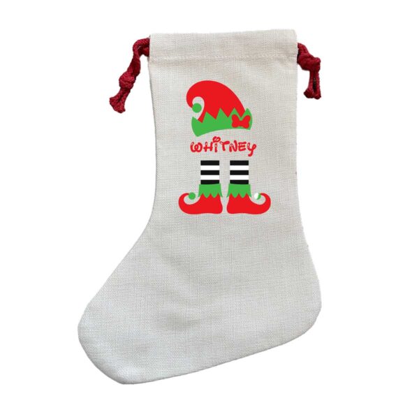Personalised Girl Elf Christmas Stocking with Name