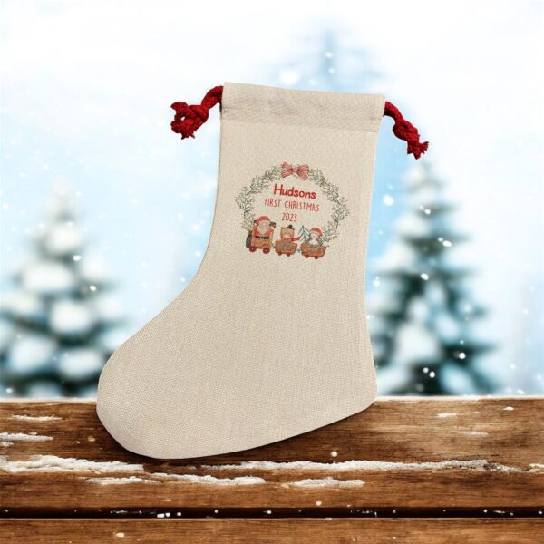 Personalised First Christmas Stocking with Name and Year