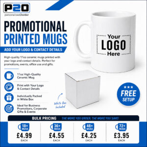 Printed Business Mugs - Add Your Logo & Contact Details
