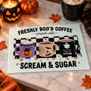 Halloween Coffee Glass Board - Freshly Boo’d Coffee